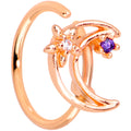 BodyCandy 20G 5/16 Clear Blue CZ Gem Rose Gold Tone Moon Nose Hoop — main product shot