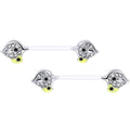 BodyCandy 14G 9/16 Clear Gem Clear Bioplast Mom Bird Barbell Nipple Ring Set — main product shot