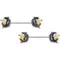BodyCandy 14G 9/16 Red Yellow Gem Shooting Star Barbell Nipple Ring Set — main product shot