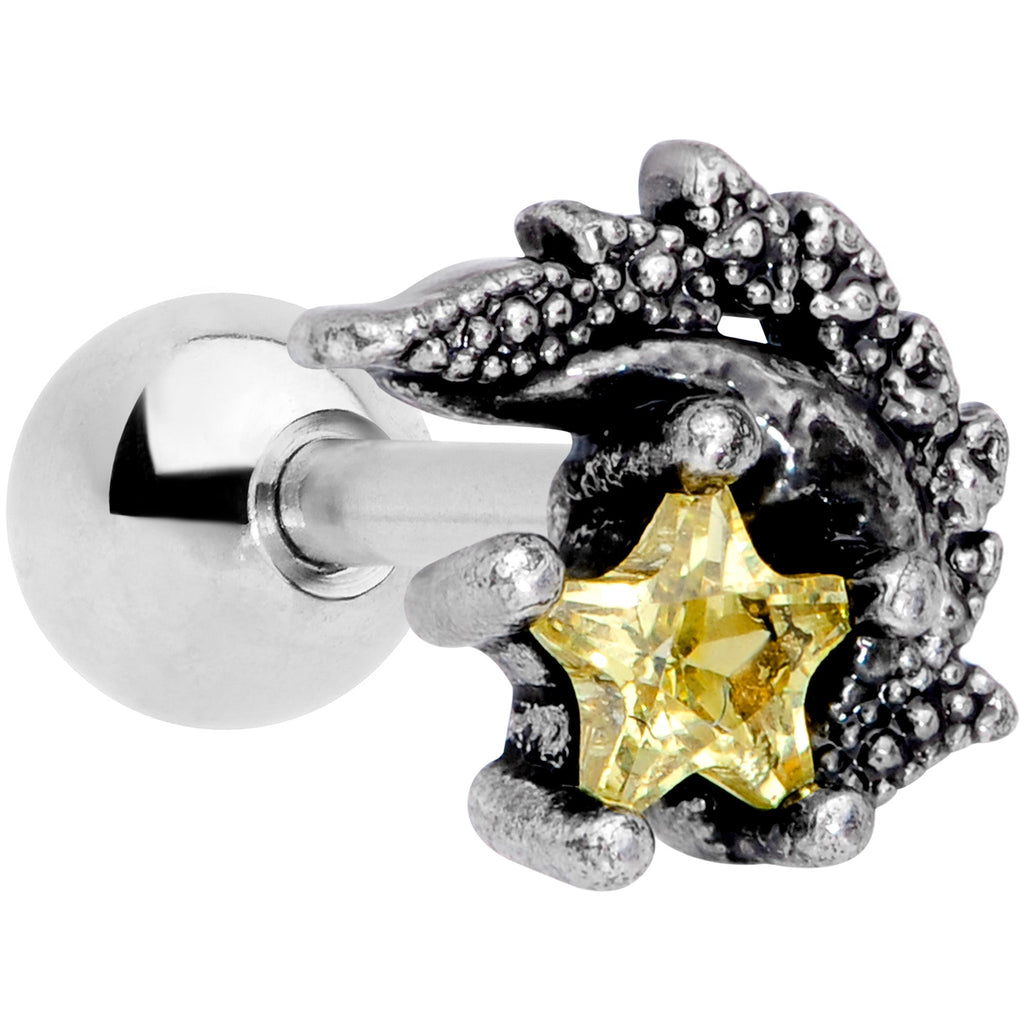BodyCandy 16G 1/4 Yellow Gem Shooting Star Cartilage Tragus Earring — main product shot