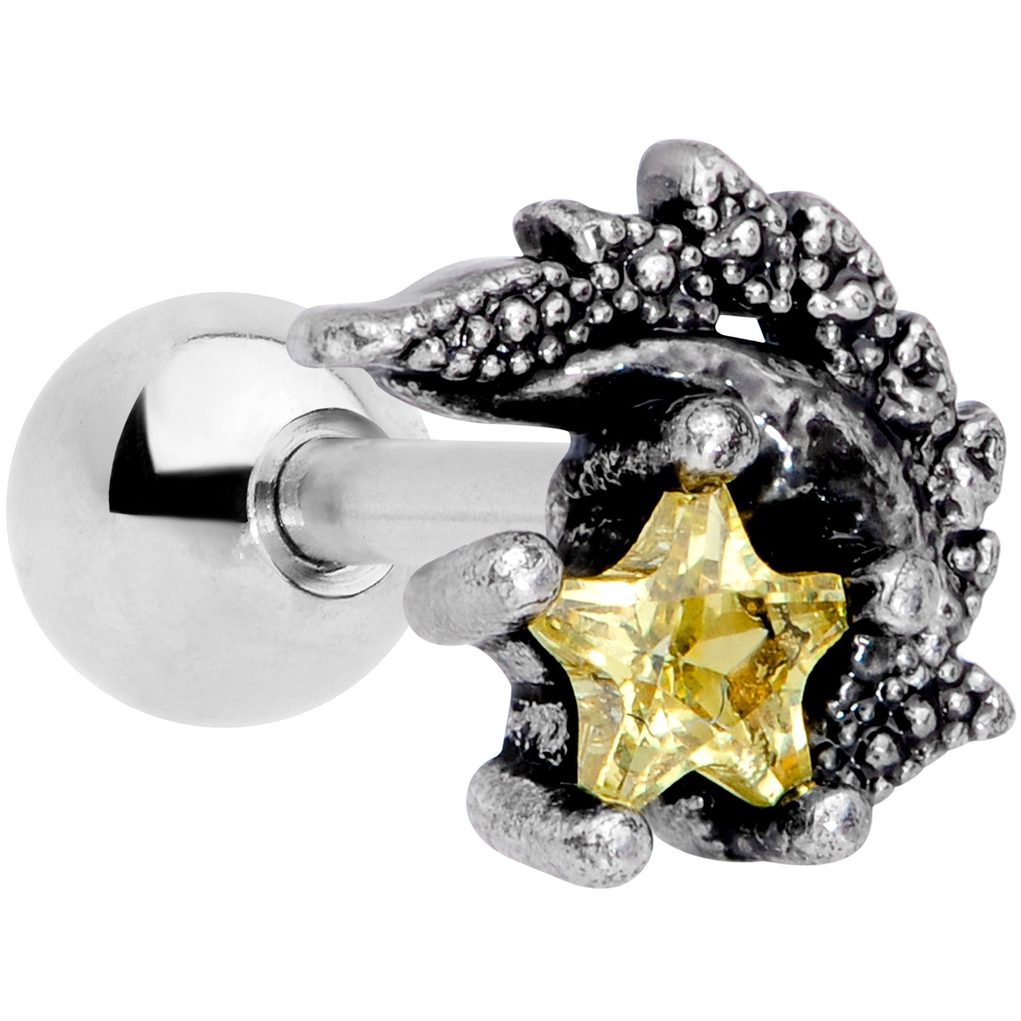 BodyCandy 16G 1/4 Yellow Gem Shooting Star Cartilage Tragus Earring — main product shot