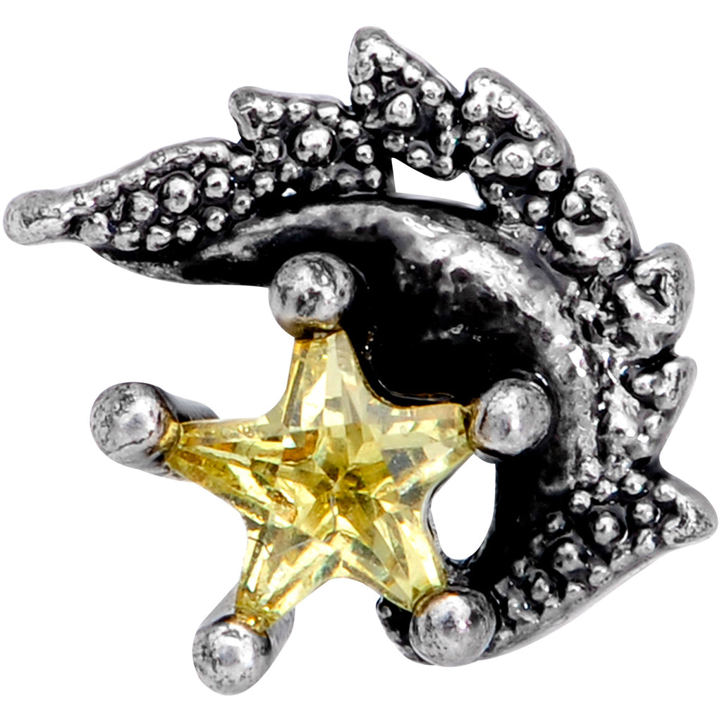 BodyCandy 16G 1/4 Yellow Gem Shooting Star Cartilage Tragus Earring — detail close-up