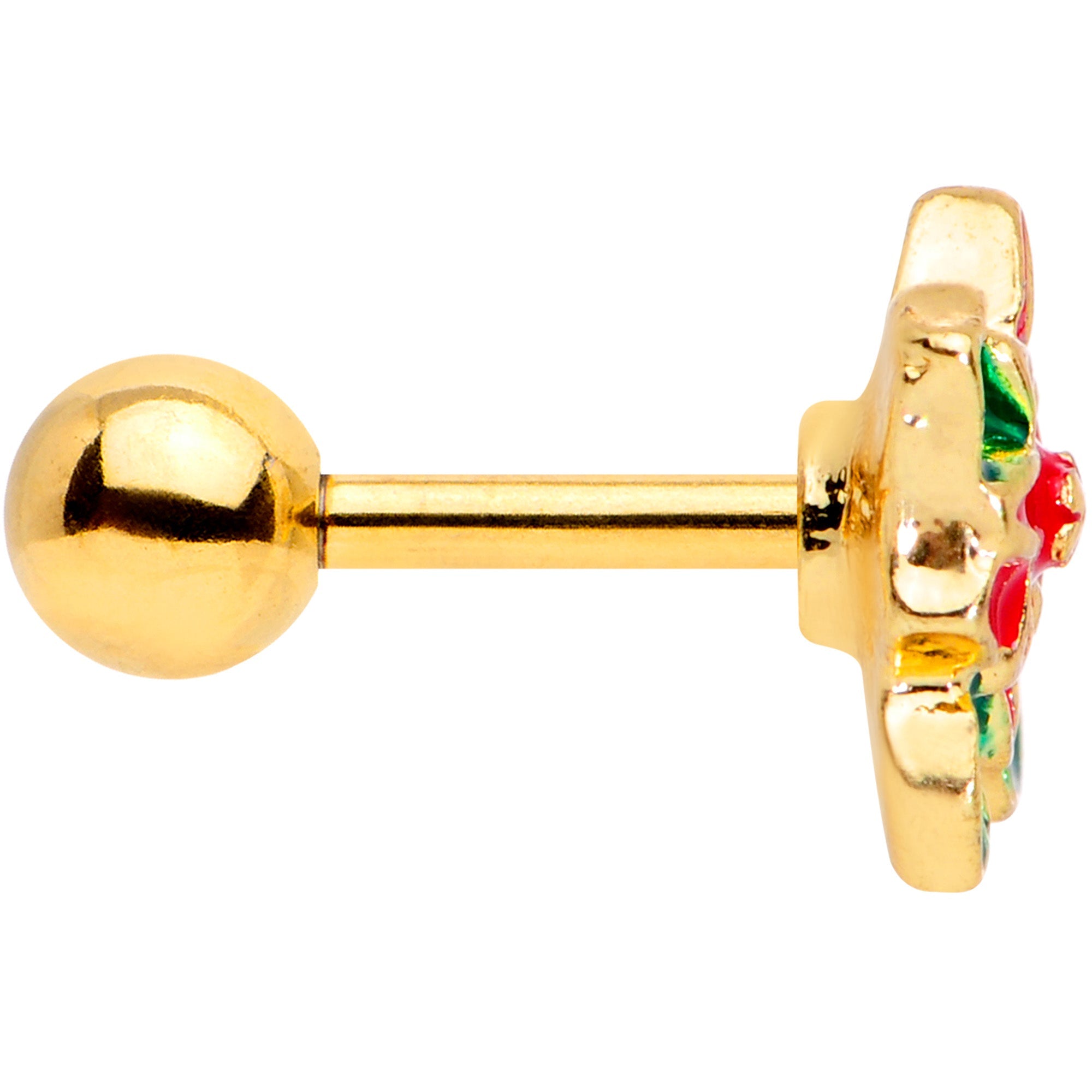 BodyCandy 16G 1/4 Gold Tone Poinsettia Christmas Cartilage Tragus Earring — lifestyle context