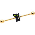 BodyCandy 14G Gold Tone Black Cat Halloween Industrial Barbell 38mm — main product shot