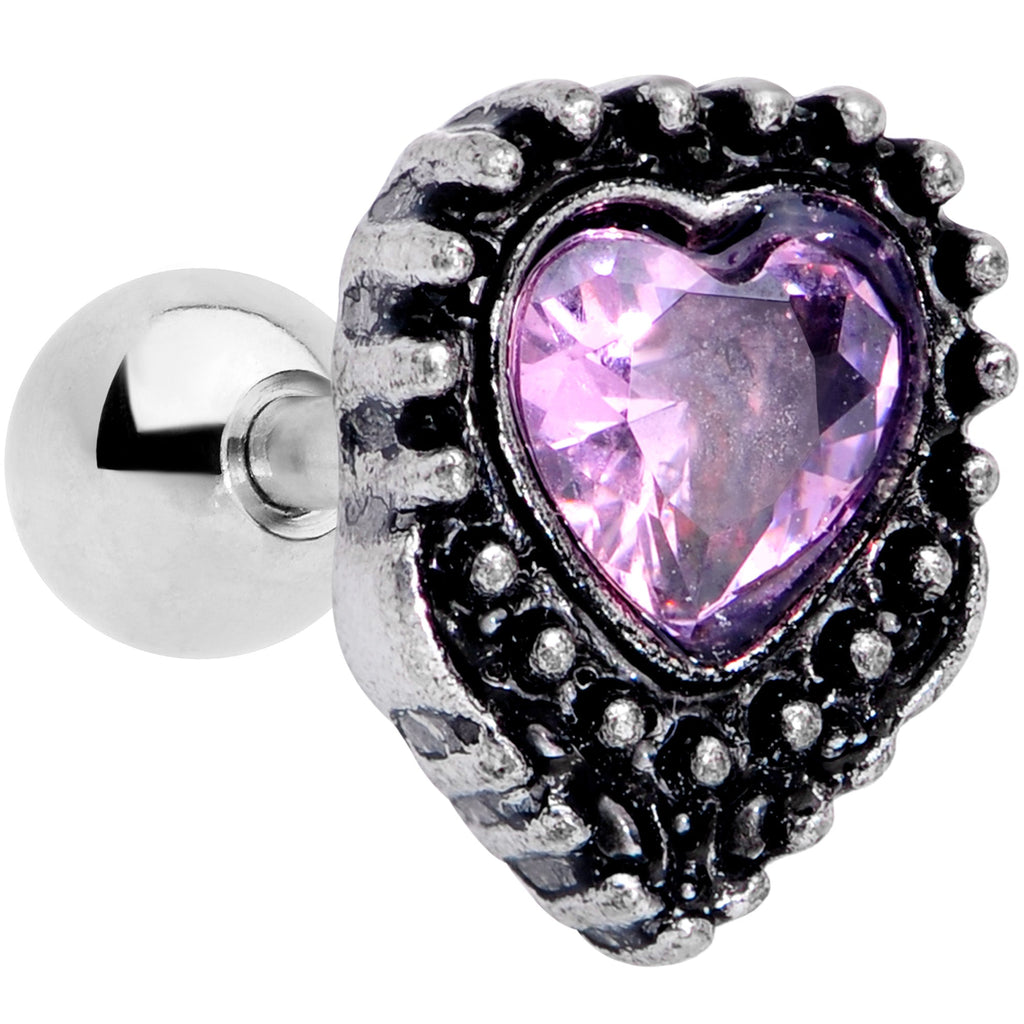 BodyCandy 16G 1/4 Pink Gem Regal Valentines Heart Cartilage Tragus Earring — main product shot