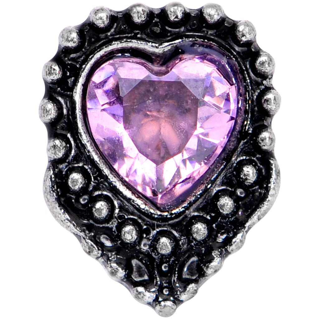 BodyCandy 16G 1/4 Pink Gem Regal Valentines Heart Cartilage Tragus Earring — detail close-up