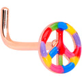 BodyCandy 18G 5/16 Rose Gold Tone Rainbow Peace Sign L Shaped Nose Ring — main product shot
