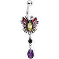 BodyCandy Red Yellow Purple Art Deco Butterfly Dangle Belly Ring — main product shot