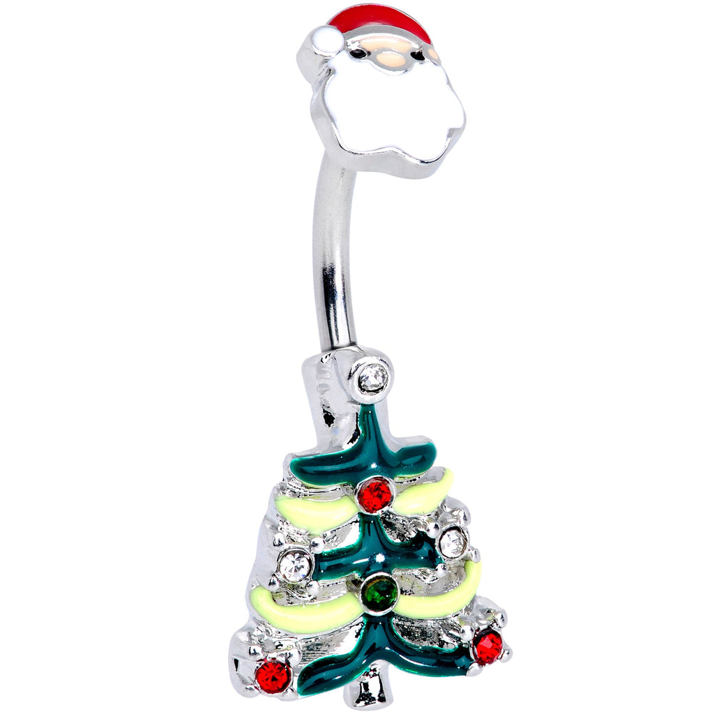BodyCandy Red Gem Santa Christmas Tree Double Mount Belly Ring — main product shot