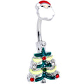 BodyCandy Red Gem Santa Christmas Tree Double Mount Belly Ring — main product shot
