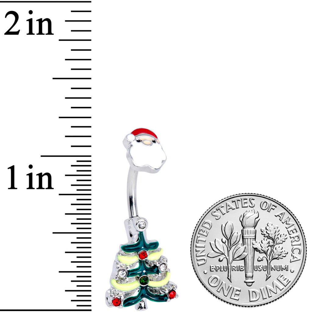 BodyCandy Red Gem Santa Christmas Tree Double Mount Belly Ring — side view