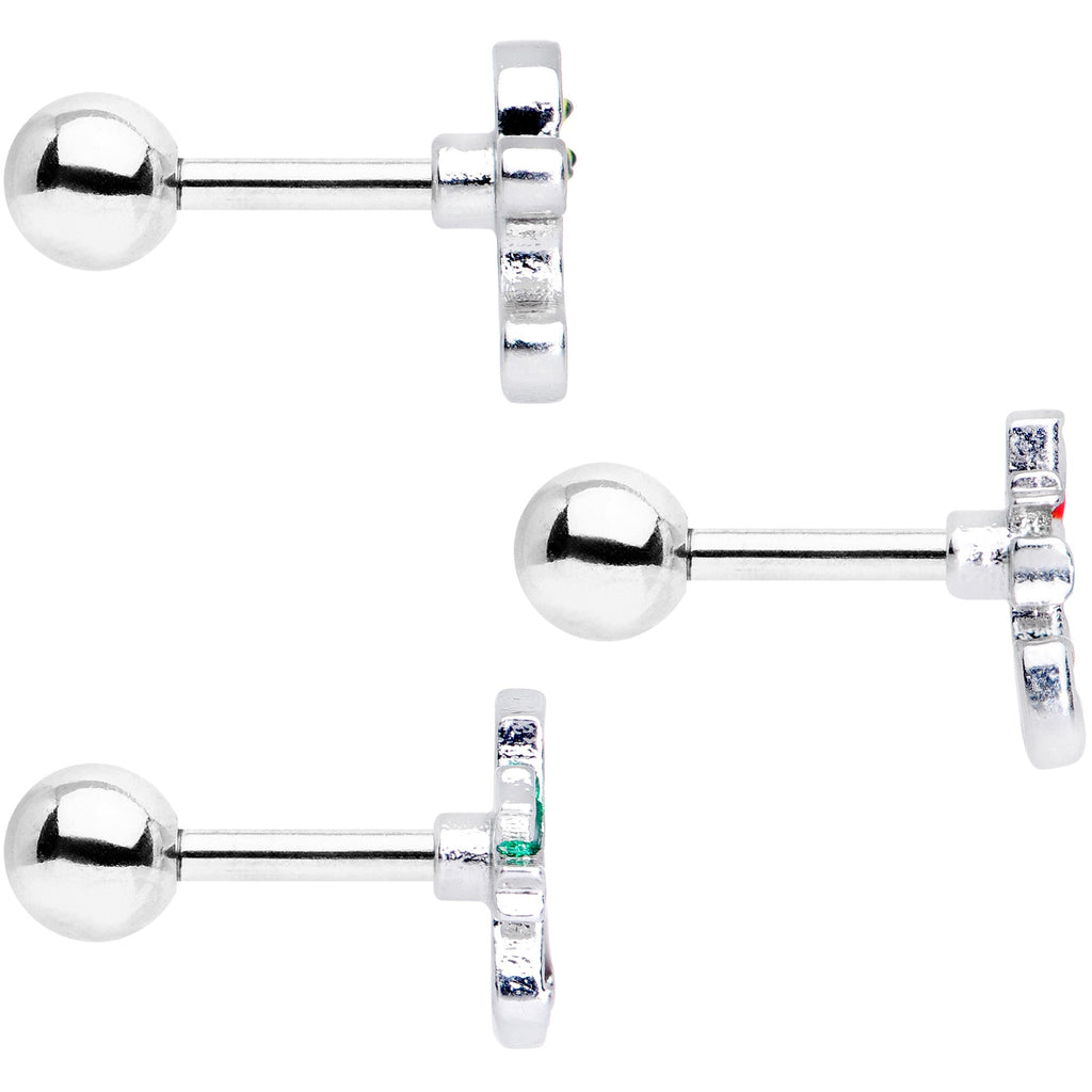 BodyCandy 16G 1/4 Candy Gingerbread Christmas Cartilage Tragus Set of 3 — side view