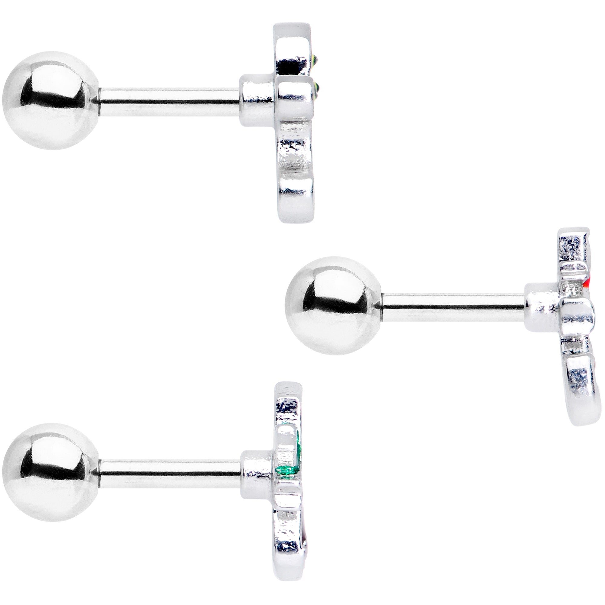 BodyCandy 16G 1/4 Candy Gingerbread Christmas Cartilage Tragus Set of 3 — side view