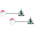 BodyCandy 14G 9/16 Red Gem Santa Christmas Tree Barbell Nipple Ring Set — main product shot