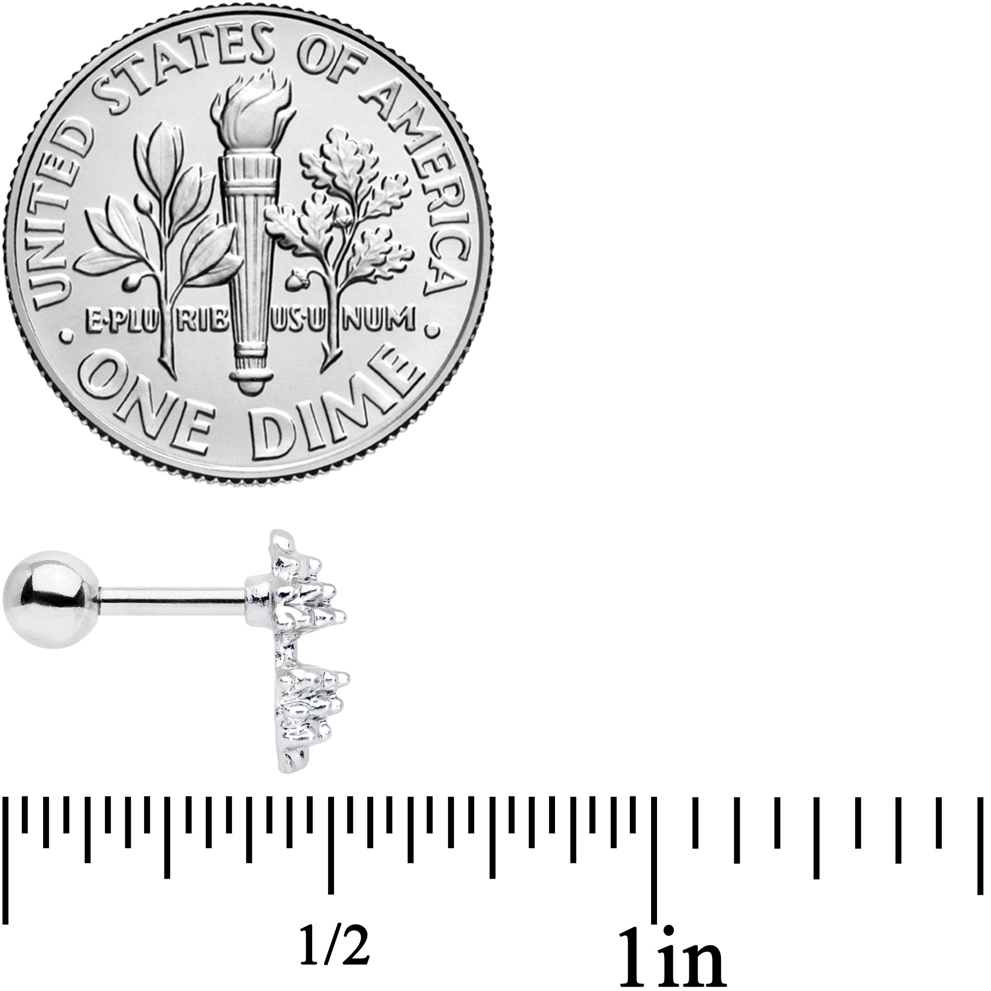 BodyCandy 16G 1/4 Clear Gem Weightlifting Barbell Cartilage Tragus Earring — side view