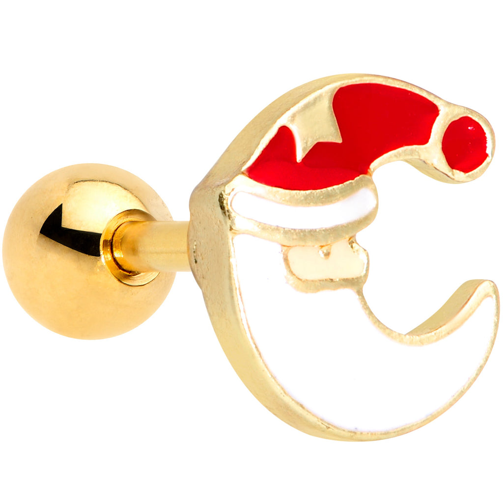 BodyCandy 16G 1/4 Gold Tone Santa Claus Christmas Cartilage Tragus Earring — main product shot