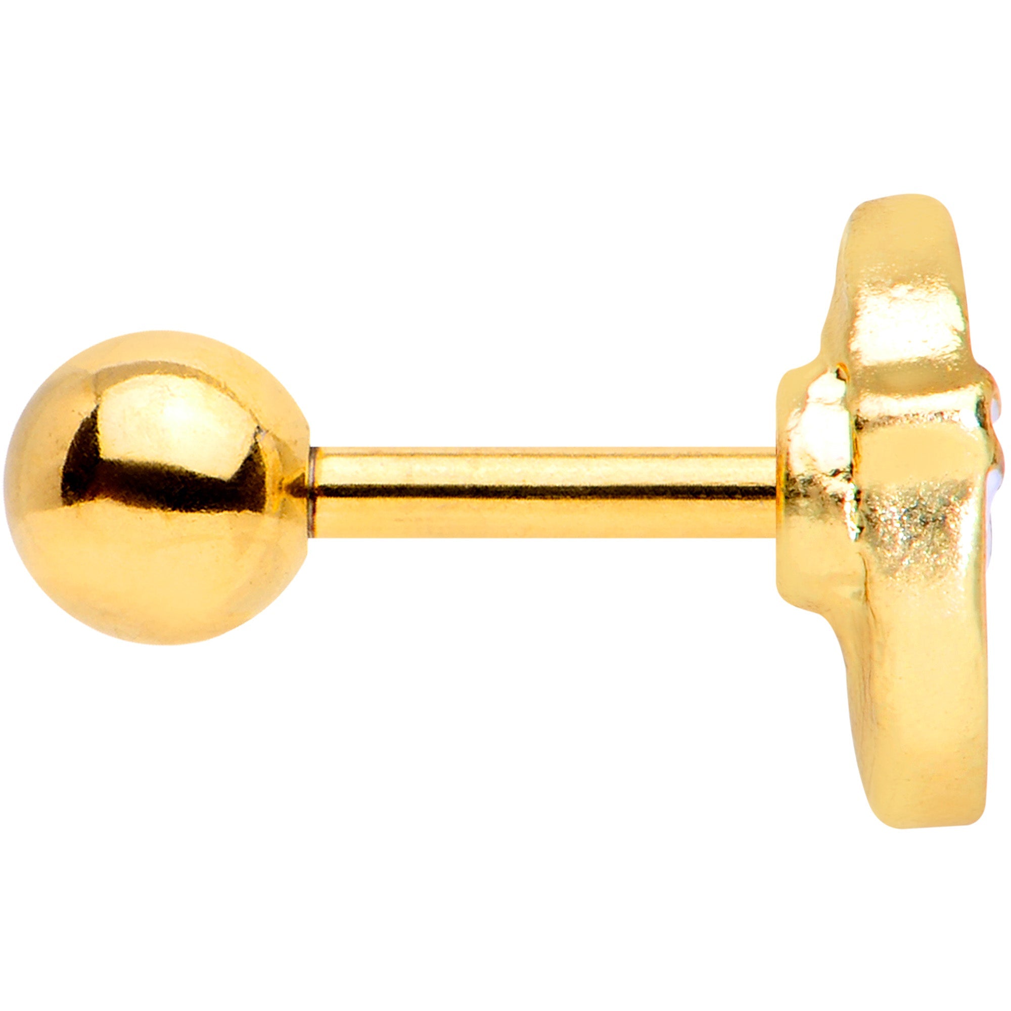 BodyCandy 16G 1/4 Gold Tone Santa Claus Christmas Cartilage Tragus Earring — back view