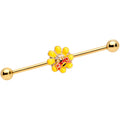 BodyCandy 14G Clear Gem Gold Tone Yellow Bee Flower Industrial Barbell 38mm — main product shot