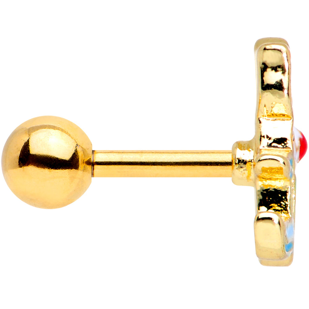 BodyCandy 16G 1/4 Gold Tone Blue White Mermaid Cat Cartilage Tragus — lifestyle context