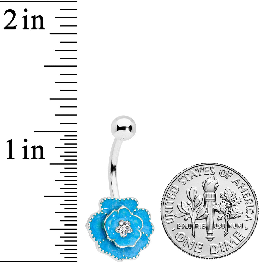 BodyCandy Clear Gem Aqua Rose Reversible Belly Ring — lifestyle context