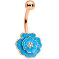 BodyCandy Clear Gem Rose Gold Tone Aqua Rose Reversible Belly Ring — main product shot