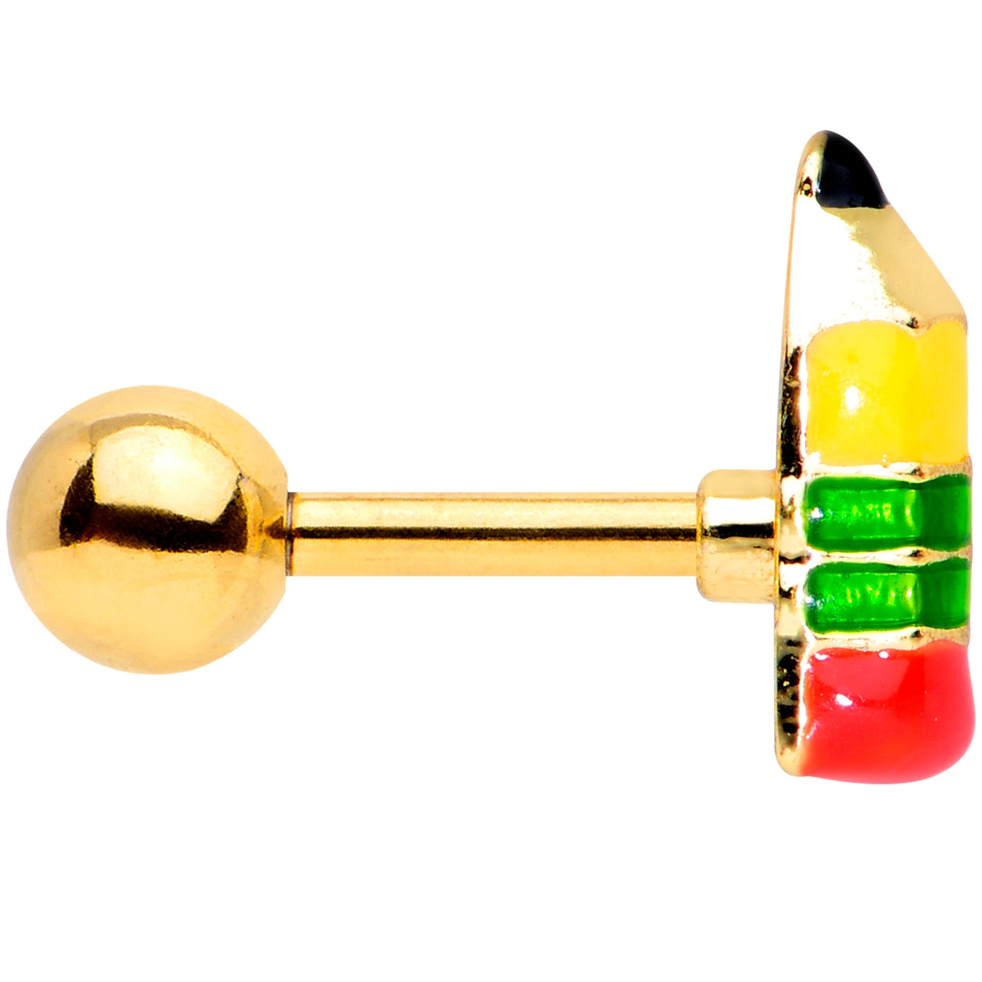 BodyCandy 16G 1/4 Gold Tone Get to Work Pencil Cartilage Tragus Earring — lifestyle context