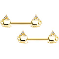 BodyCandy 14G 9/16 Clear Gem Gold Tone Hot Cocoa Barbell Nipple Ring Set — main product shot