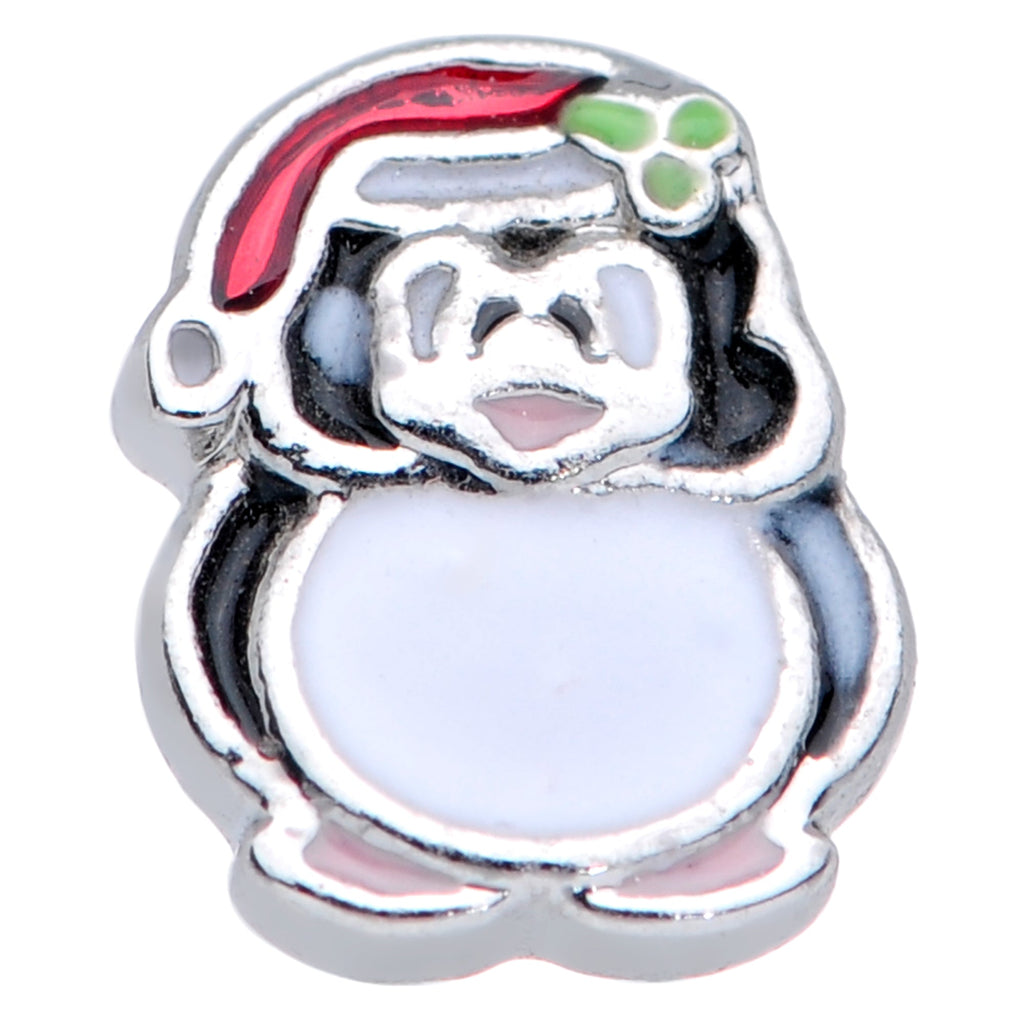 BodyCandy 20G 1/4 Black White Red Santa Penguin Christmas Nose Bone — side view