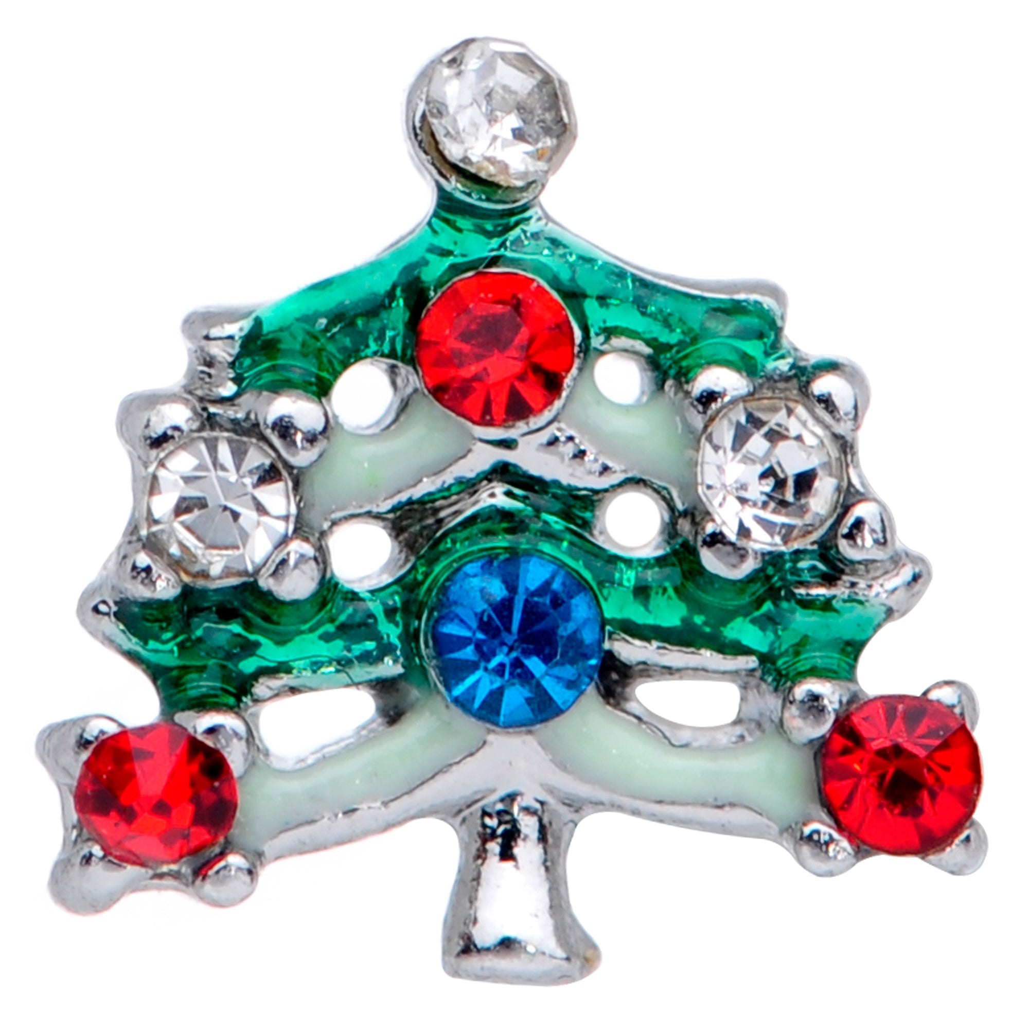 BodyCandy 20G 1/4 Clear Blue Red Gem Christmas Tree Nose Bone — lifestyle context