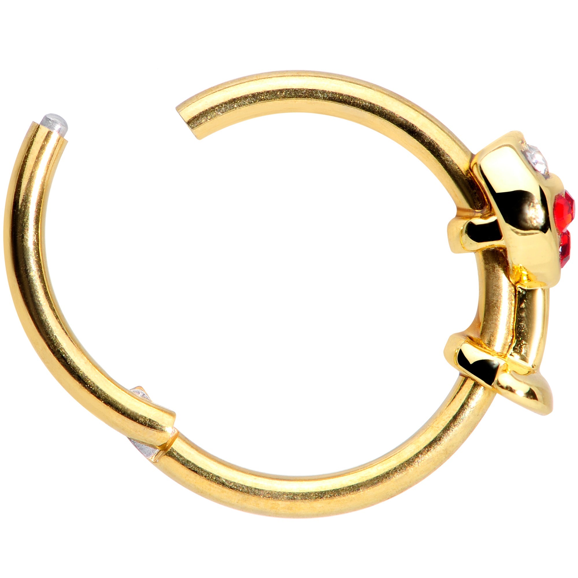 BodyCandy 16G 3/8 Red Gem Gold Tone Wine Glass Hinged Septum Clicker — lifestyle context