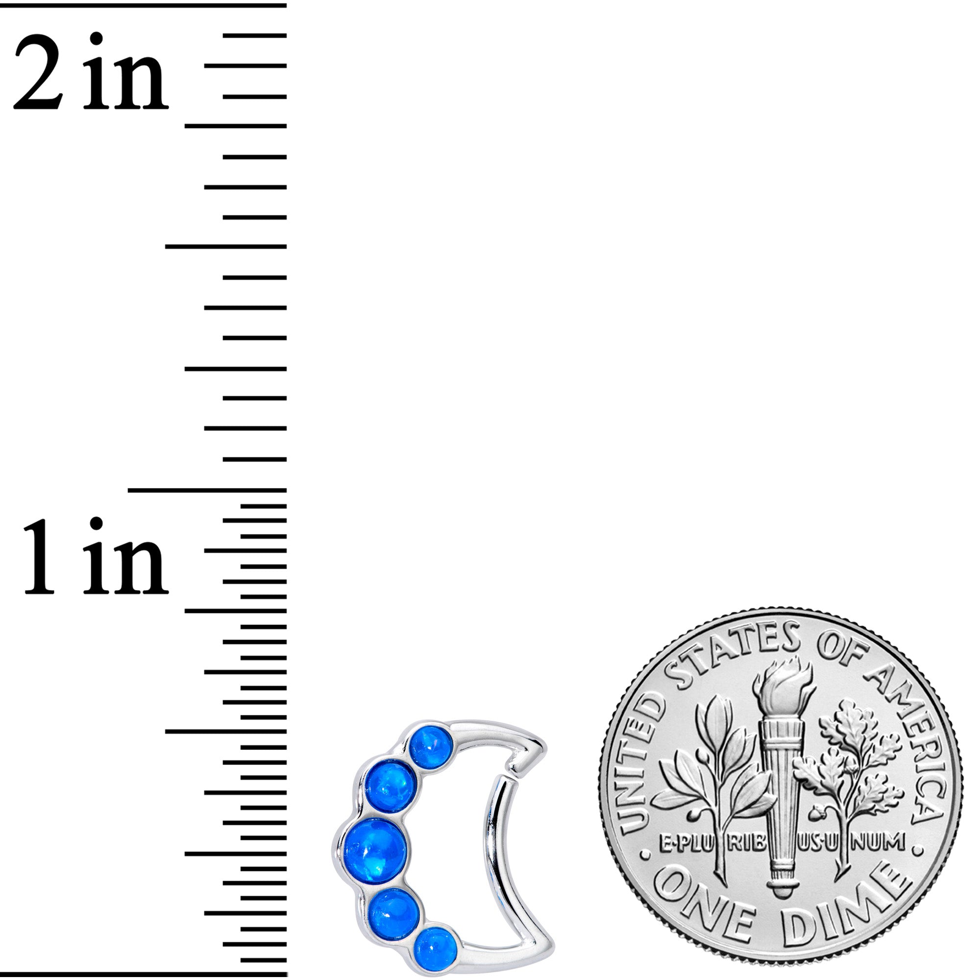 BodyCandy 16G 3/8 Blue Moon Right Ear Closure Ring — detail close-up