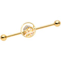 BodyCandy 14G Clear Gem Gold Tone Leaping Dolphin Industrial Barbell 38mm — main product shot