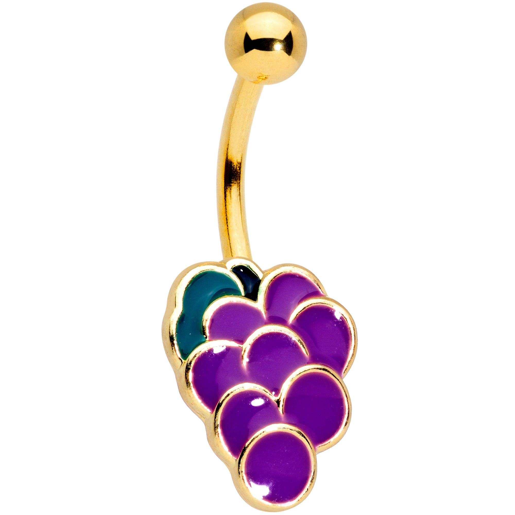 BodyCandy Gold Tone Sweet Fruit Purple Grapes Belly Ring — main product shot