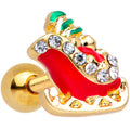 BodyCandy 16G 1/4 Clear Gem Gold Tone Christmas Sleigh Cartilage Tragus — main product shot