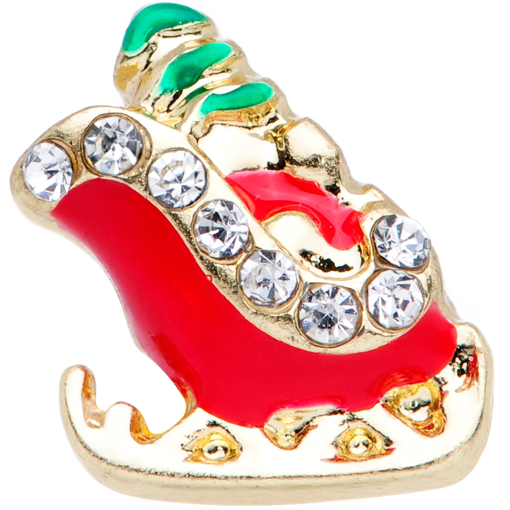 BodyCandy 16G 1/4 Clear Gem Gold Tone Christmas Sleigh Cartilage Tragus — lifestyle context