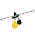BodyCandy 14G Witch Hat Pumpkin Halloween Dangle Industrial Barbell 38mm — main product shot