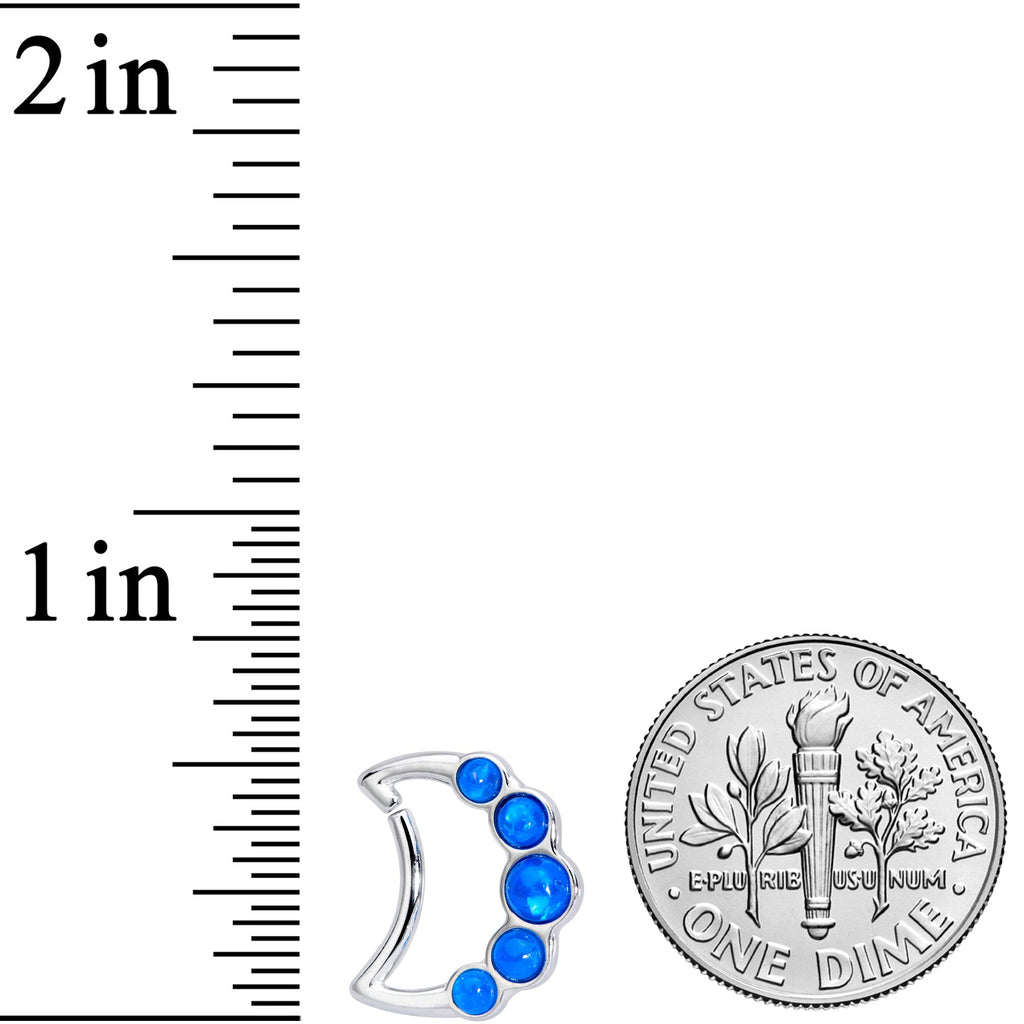 BodyCandy 16G 3/8 Blue Orb Moon Left Ear Closure Ring — detail close-up
