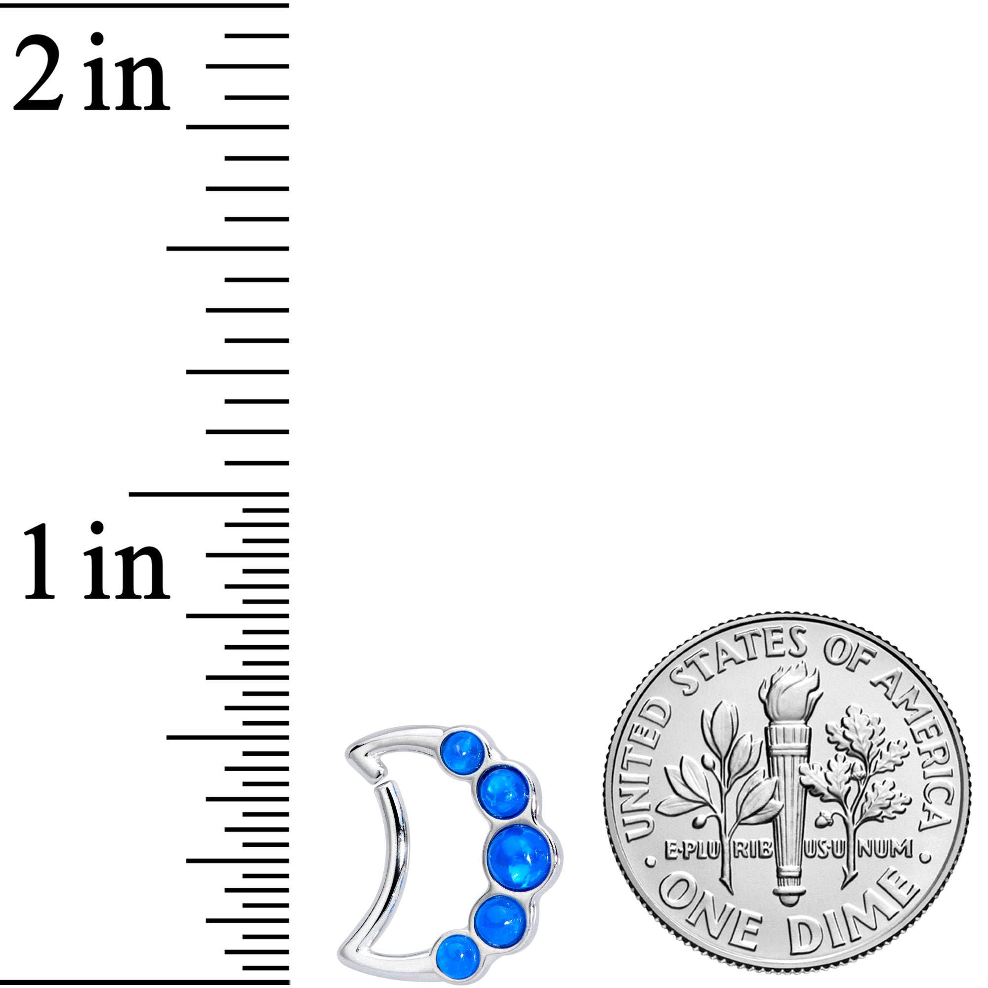 BodyCandy 16G 3/8 Blue Orb Moon Left Ear Closure Ring — detail close-up