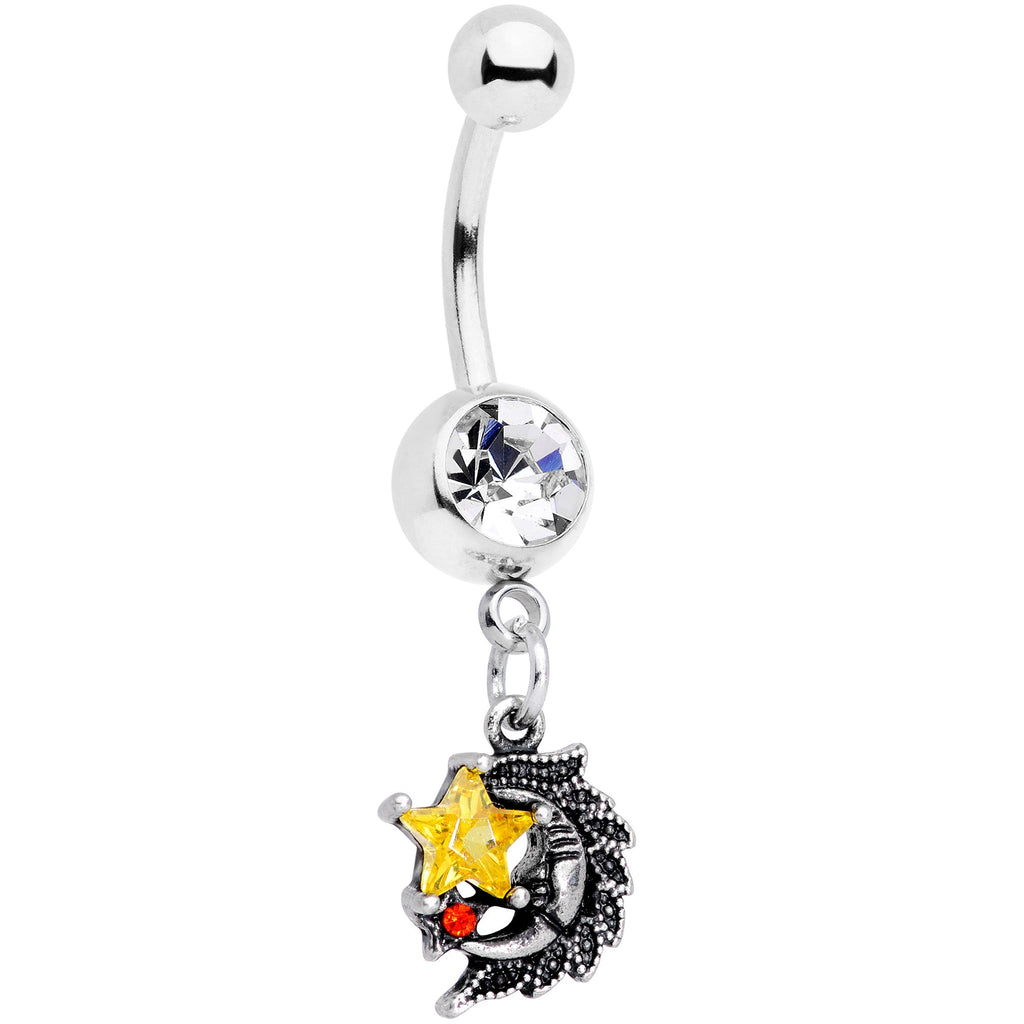 BodyCandy Clear Red Yellow Gem Shooting Star Dangle Belly Ring — main product shot
