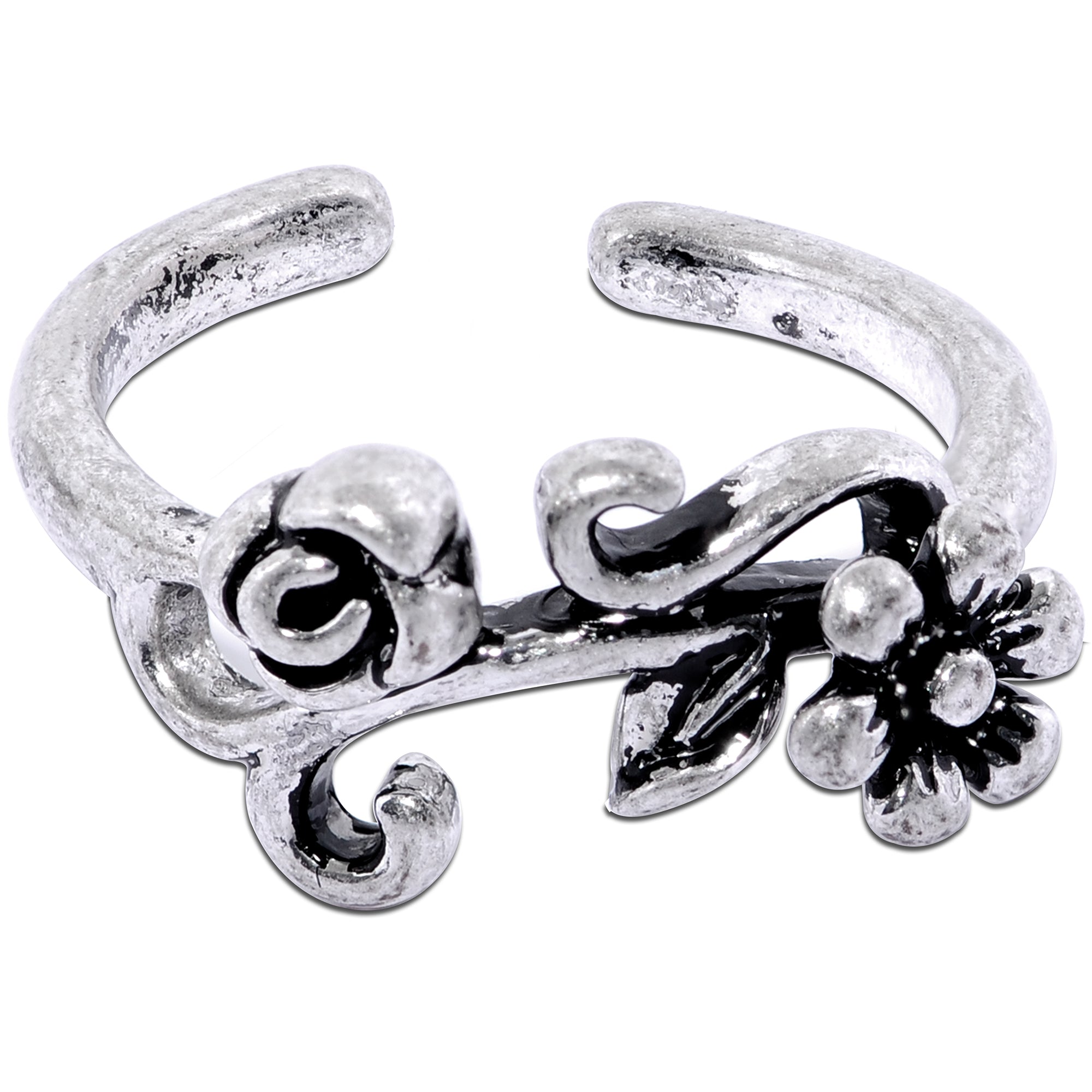 BodyCandy Rhodium Plated Vines Flower Toe Ring — main product shot