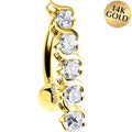 BodyCandy 16G Solid 14K Yellow Gold Top Drop Cubic Zirconia Delight Belly Ring — main product shot