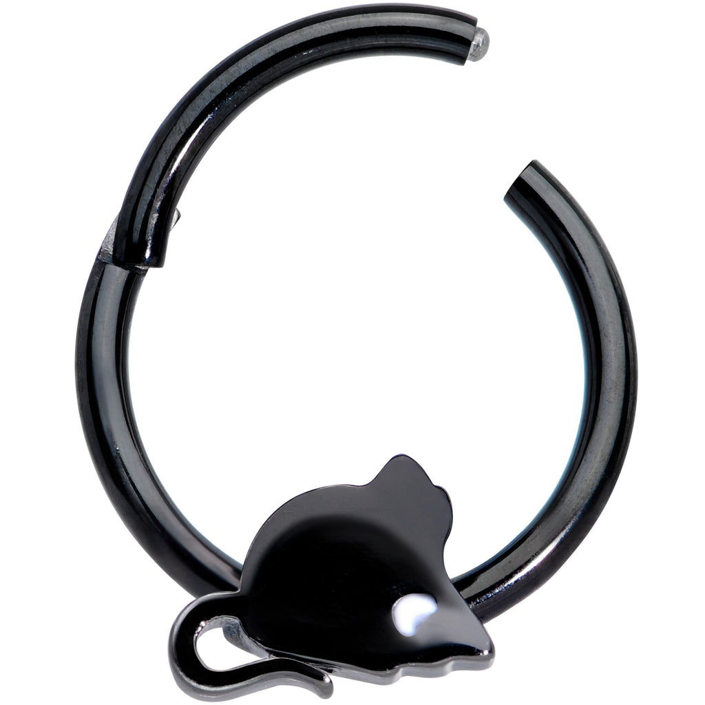BodyCandy 16G 3/8 Black Mouse Septum Clicker — detail close-up