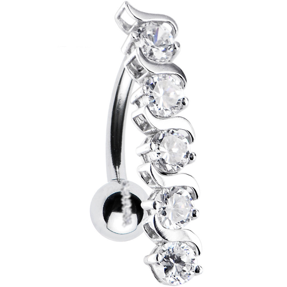 BodyCandy 16G Solid 14K White Gold TOP DROP Cubic Zirconia DELIGHT Belly Ring — lifestyle context