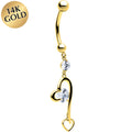 BodyCandy 16G Solid 14K Yellow Gold Cubic Zirconia HEART FANTASY Dangle Belly Ring — main product shot