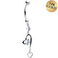 BodyCandy 16G Solid 14K White Gold Cubic Zirconia HEART FANTASY Dangle Belly Ring — main product shot