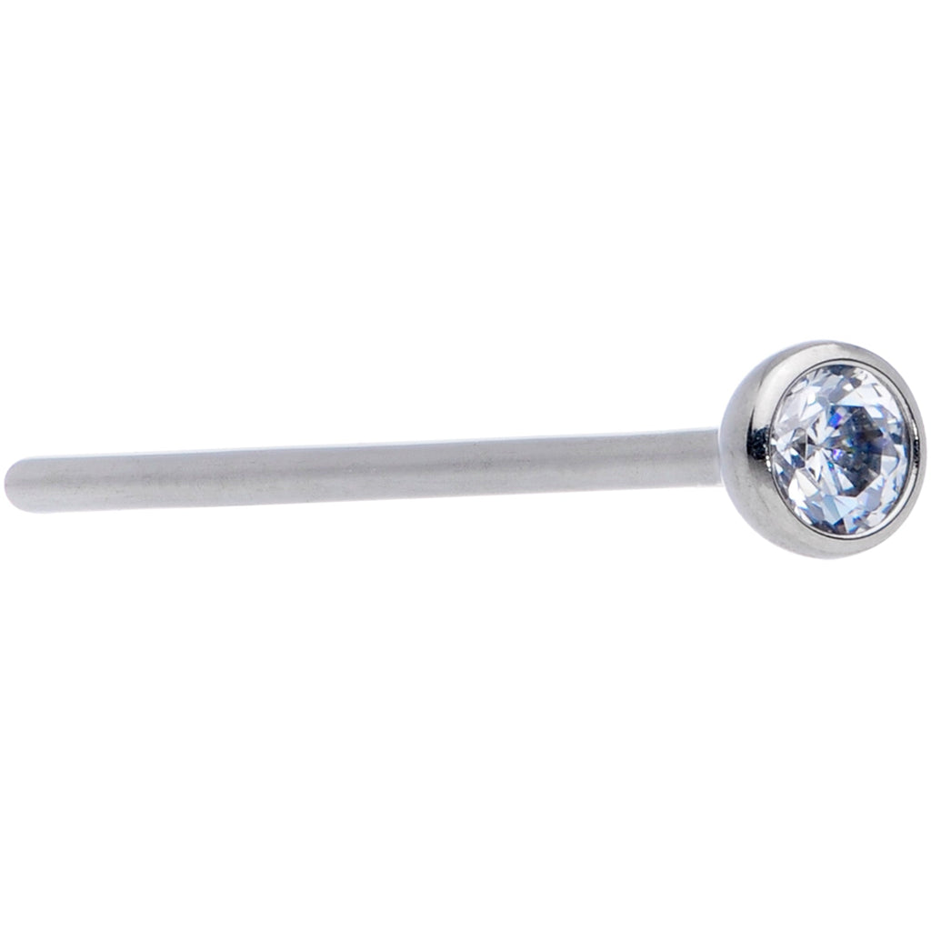 BodyCandy 20G 3/4 Clear CZ Gem Grade 23 Titanium Fishtail Nose Ring 3mm — main product shot
