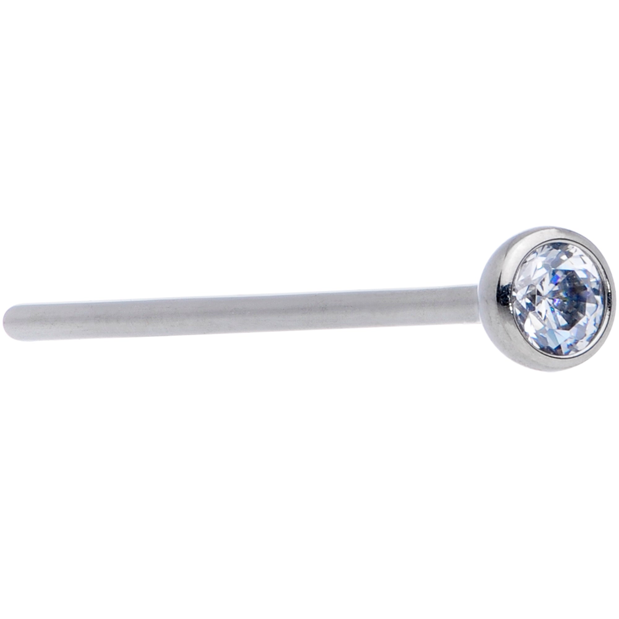 BodyCandy 20G 3/4 Clear CZ Gem Grade 23 Titanium Fishtail Nose Ring 3mm — main product shot