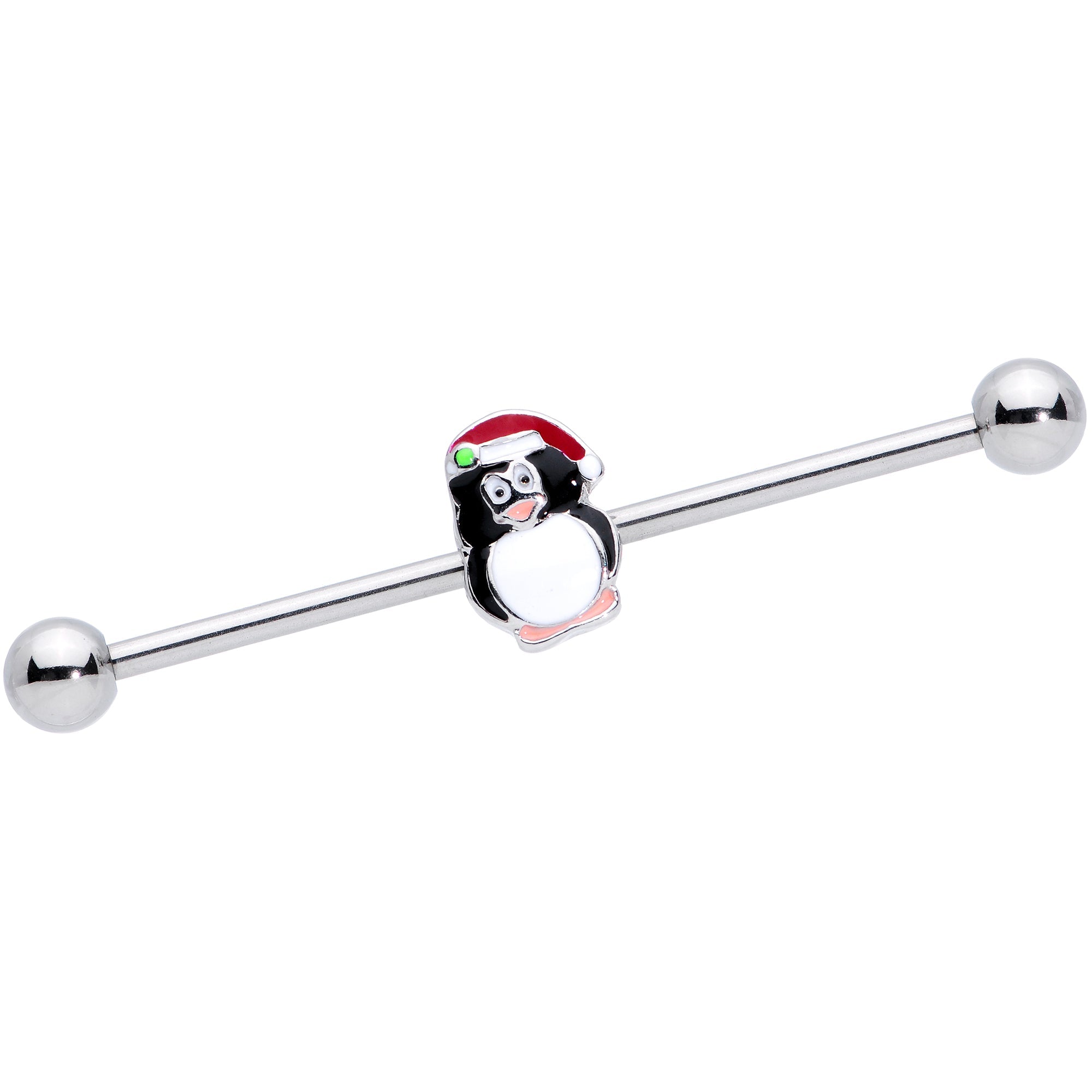 BodyCandy 14G Santa Hat Penguin Christmas Industrial Barbell 38mm — main product shot
