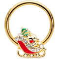 BodyCandy 16G 3/8 Clear Gem Gold Tone Santa Sleigh Christmas Septum Clicker — main product shot