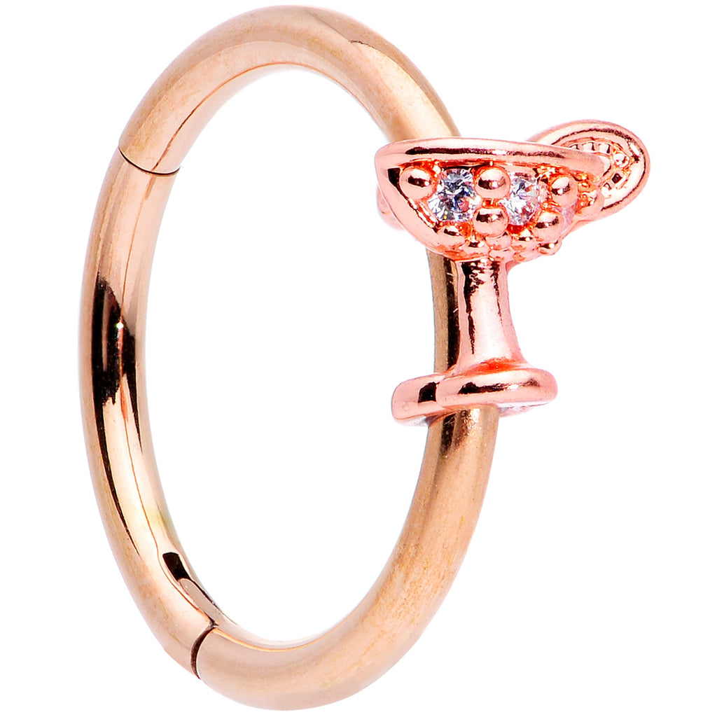 BodyCandy 16G 3/8 Clear Gem Rose Gold Tone Cocktail New Year Septum Clicker — main product shot